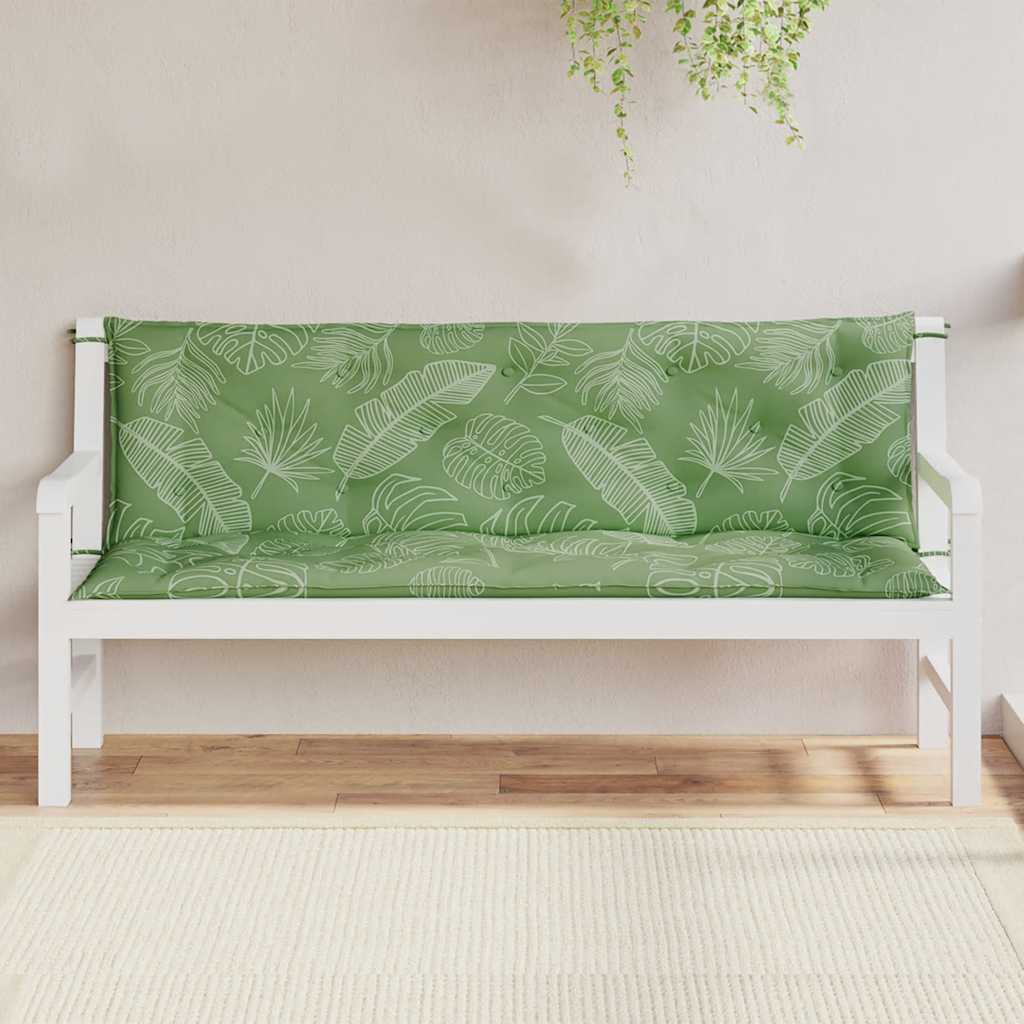Gartenbank-Auflagen 2 Stk. Blattmuster 150x50x7 cm Stoff