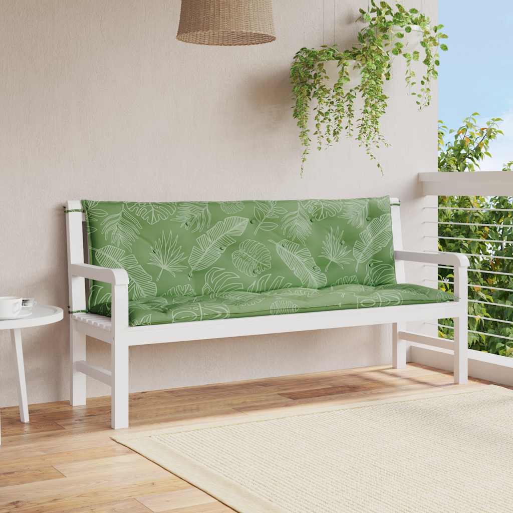 Gartenbank-Auflagen 2 Stk. Blattmuster 150x50x7 cm Stoff