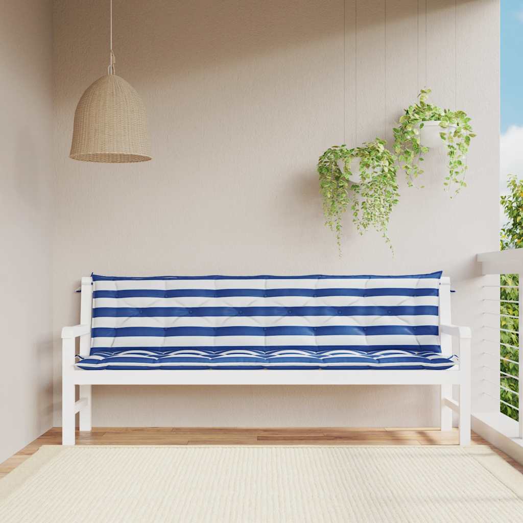 Gartenbank-Auflagen 2 Stk. Blau&Weiß Gestreift 200x50x7cm Stoff