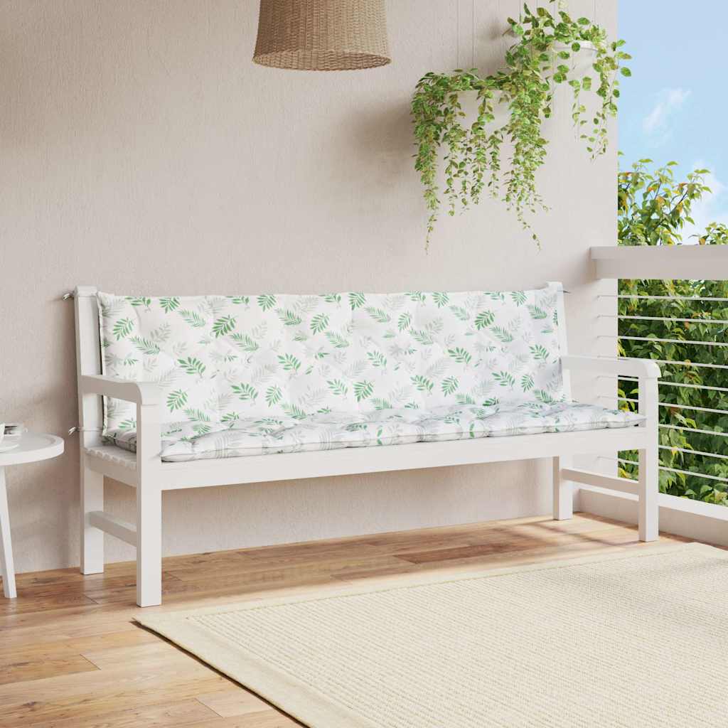 Gartenbank-Auflagen 2 Stk. Blattmuster 200x50x7 cm Stoff