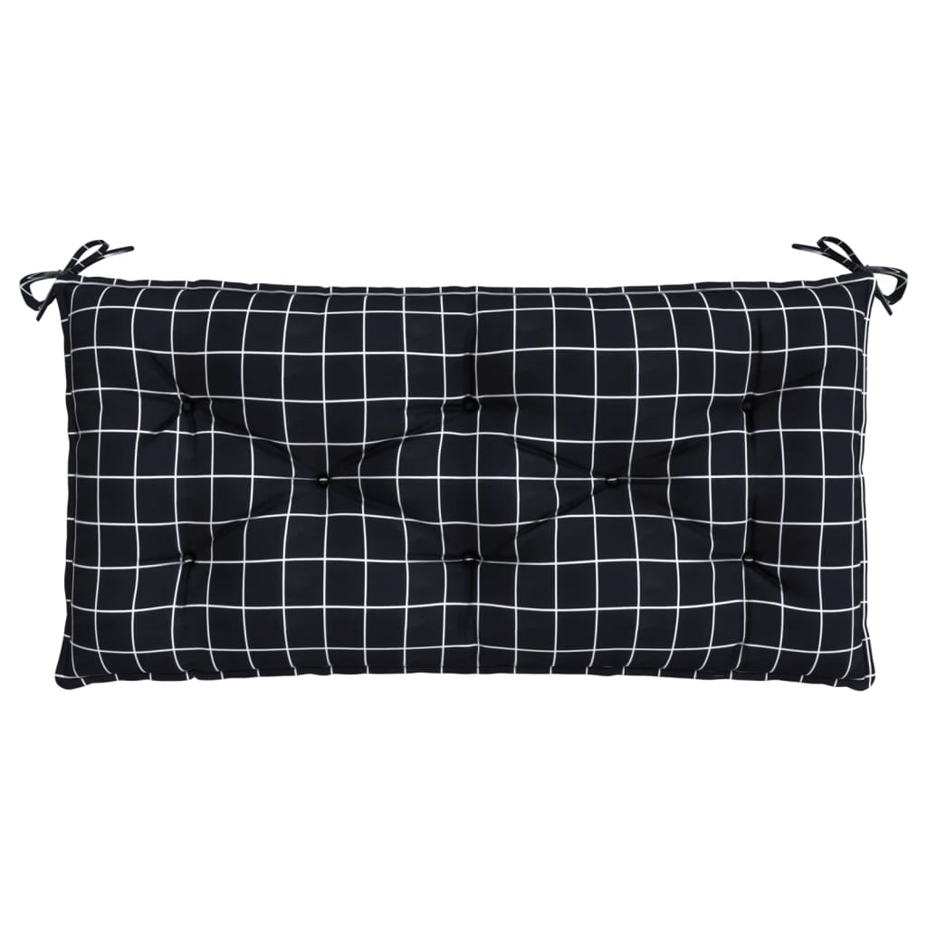 Gartenbank-Auflage Schwarz Karomuster 110x50x7 cm Stoff