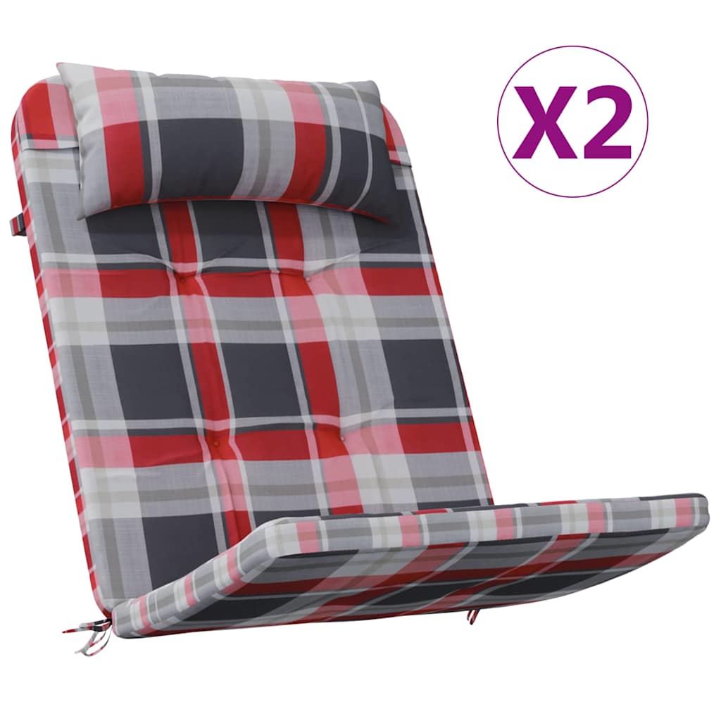Stuhlkissen 2 pcs Rotkariert 58 x 77 x 4,5 cm Oxford-Stoff