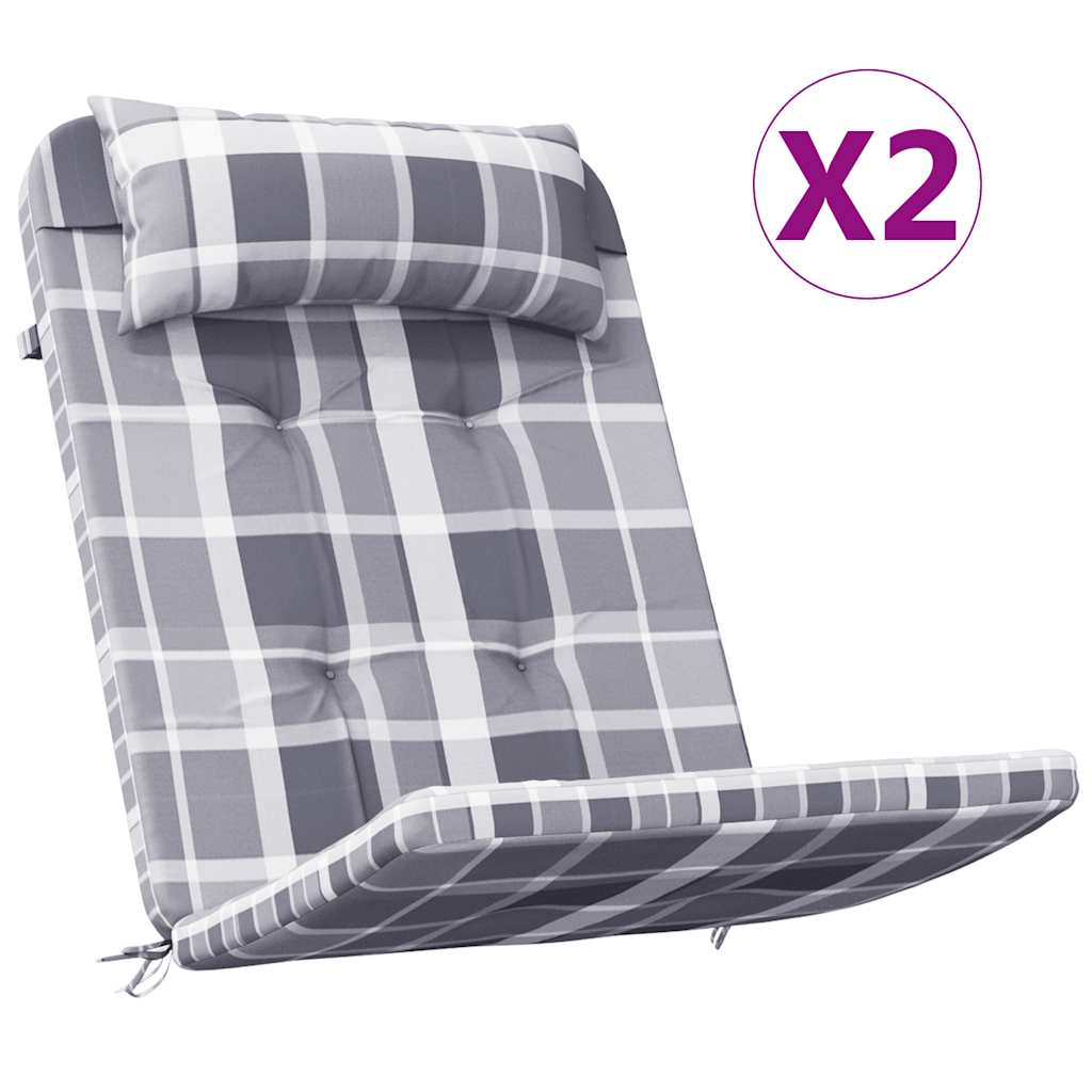 Adirondack-Auflagen 2 Stk. Grau Karomuster Oxford-Gewebe
