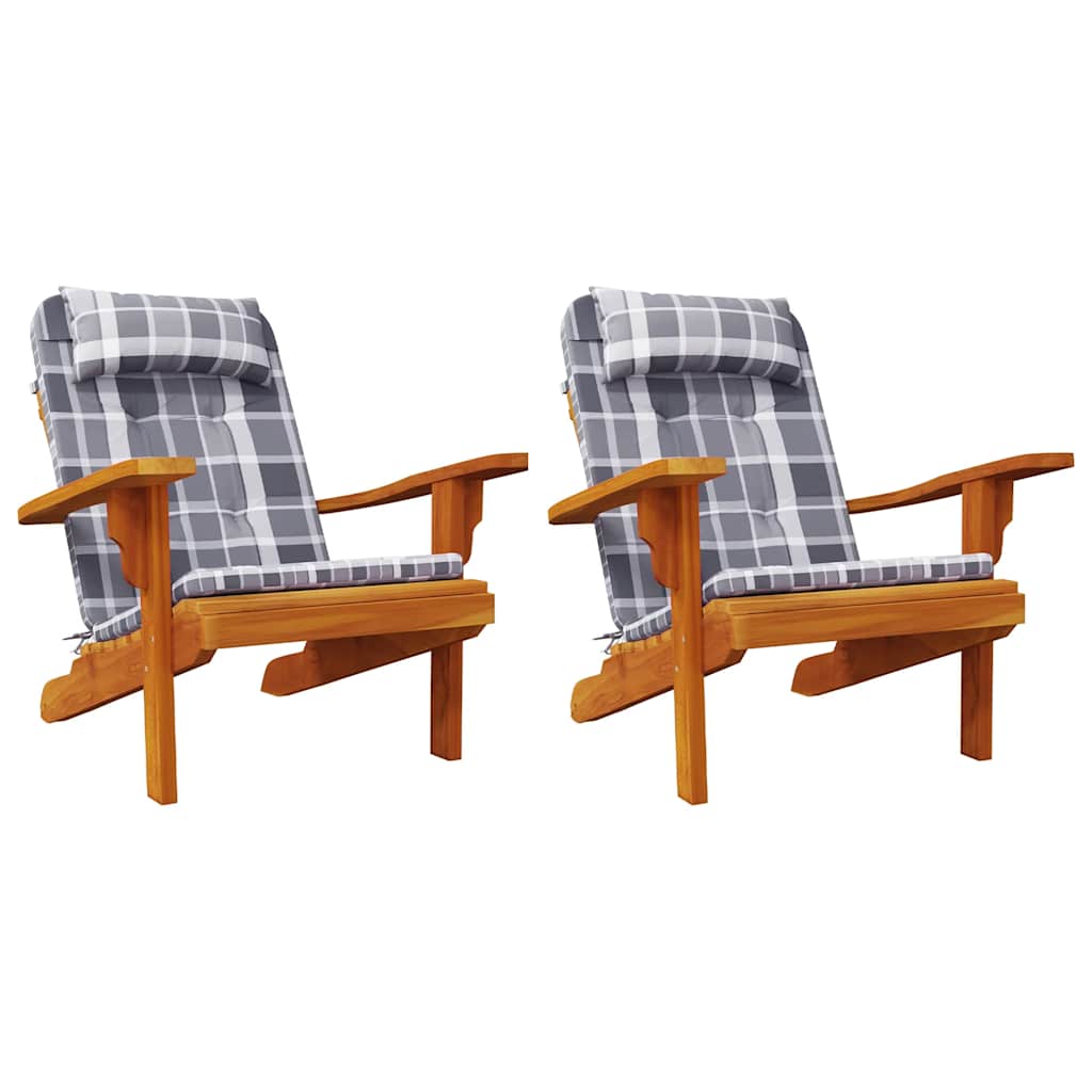 Adirondack-Auflagen 2 Stk. Grau Karomuster Oxford-Gewebe