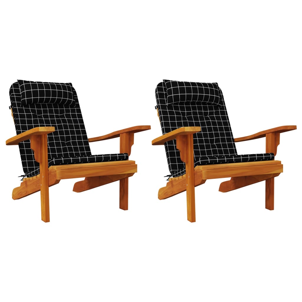 Adirondack-Auflagen 2 Stk. Schwarz Karomuster Oxford-Gewebe