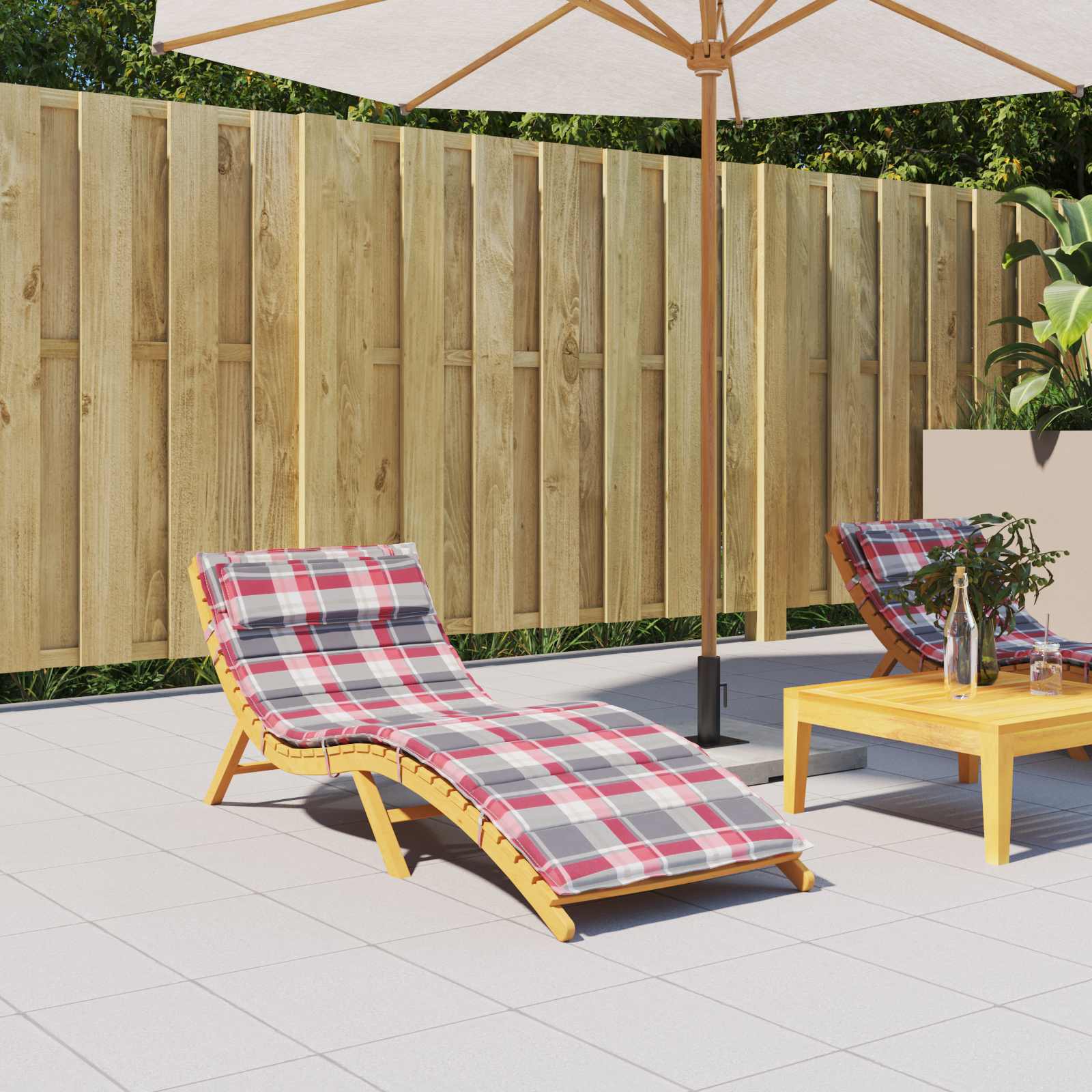 Sonnen-Lounger Kissen Rot und Grau 180 x 60 x 4 cm Oxford-Stoff