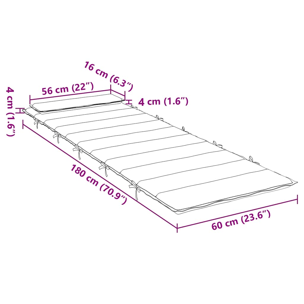 Sonnenliegen-Auflage Mehrfarbig 180x60x4 cm Oxford-Gewebe