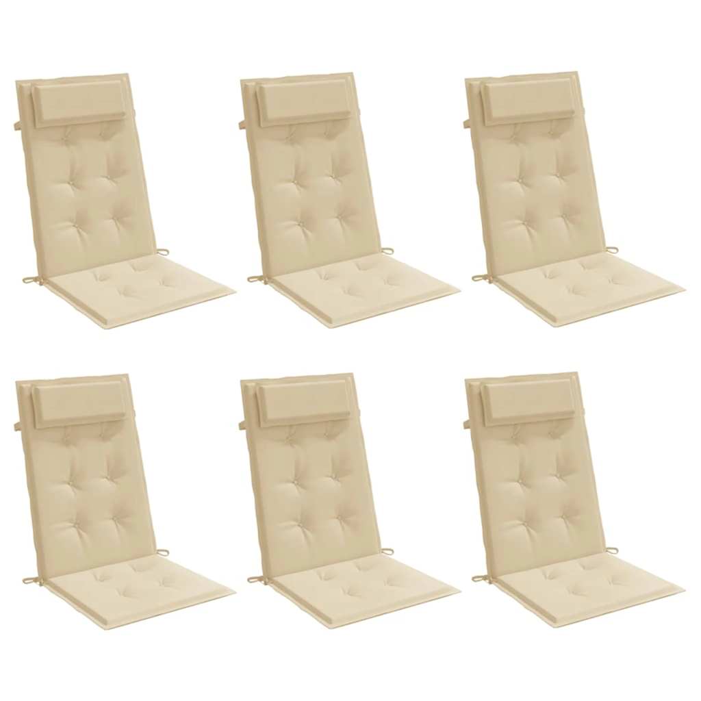 Hochlehner-Auflagen 6 Stk. Beige Oxford-Gewebe