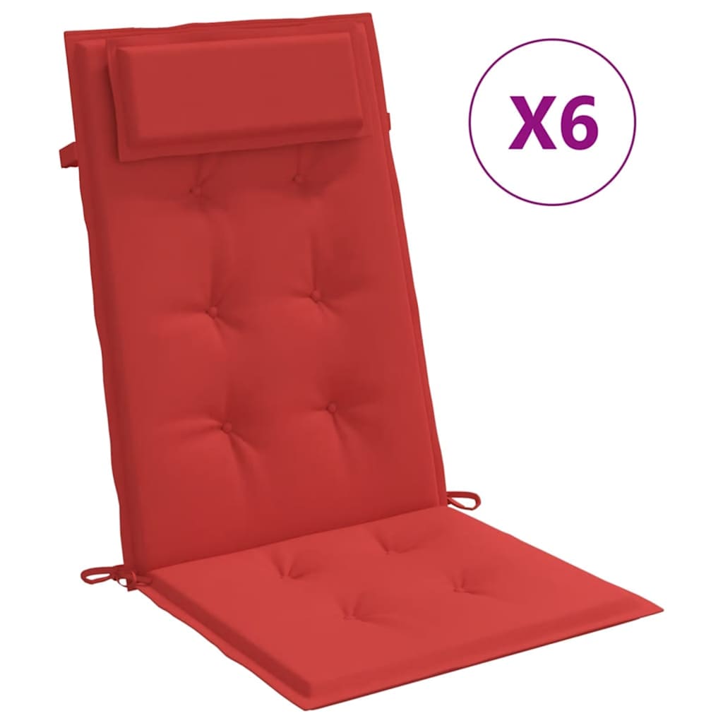 Hochlehner-Auflagen 6 Stk. Rot Oxford-Gewebe