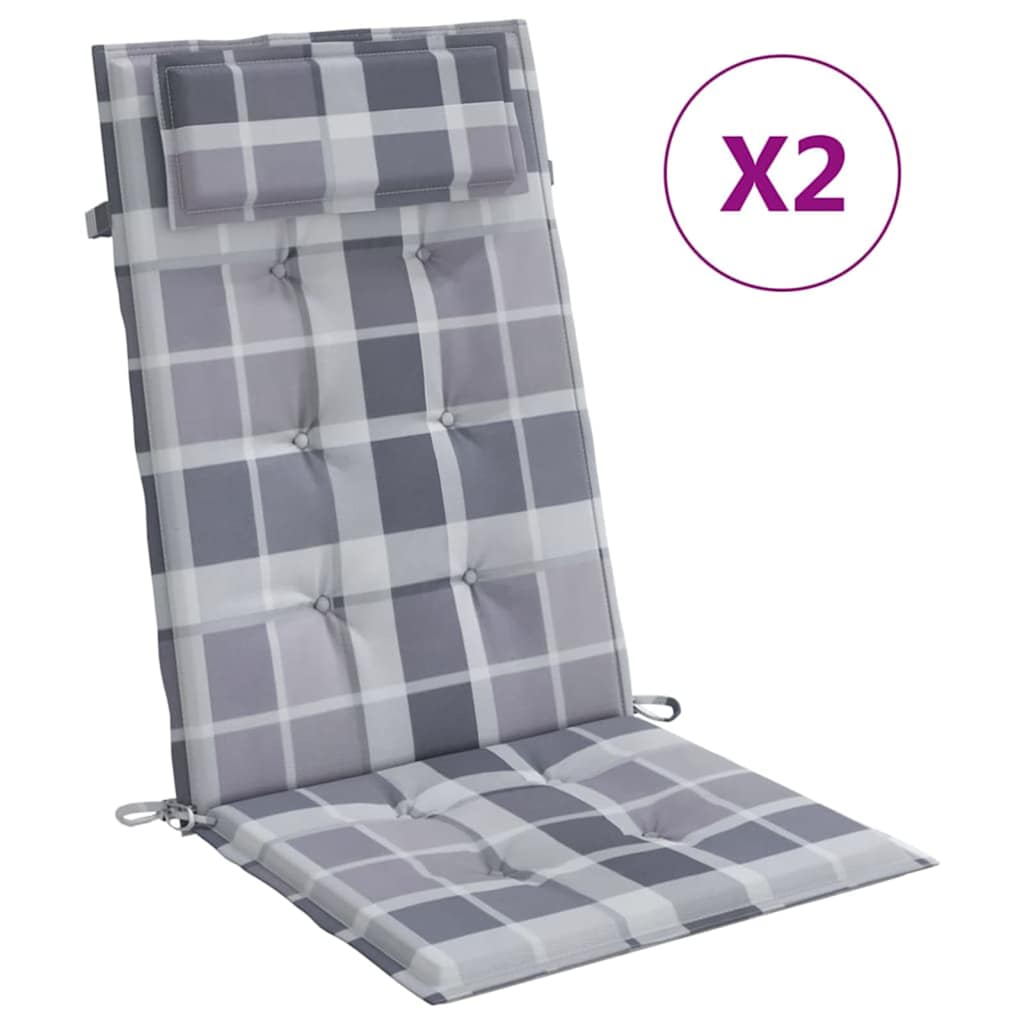 Hochlehner-Auflagen 2 Stk. Grau Karomuster Oxford-Gewebe