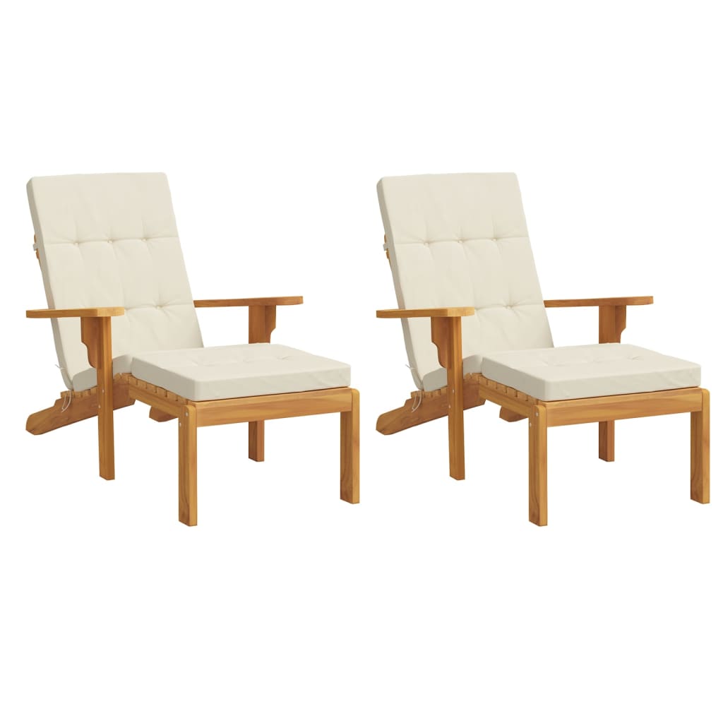 Liegestuhl-Auflagen 2 Stk. Creme Oxford-Gewebe