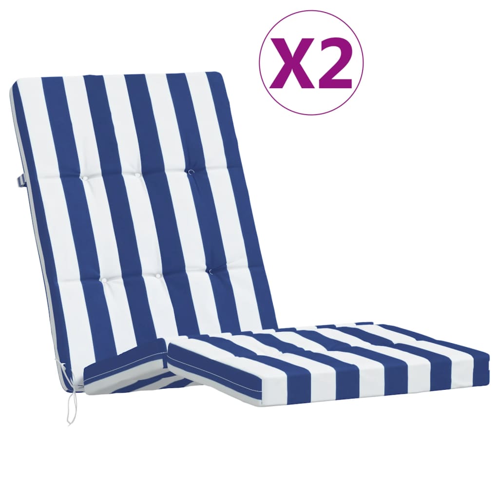 Liegestuhl-Auflagen 2 Stk. Blau & Weiß Gestreift Oxford-Gewebe