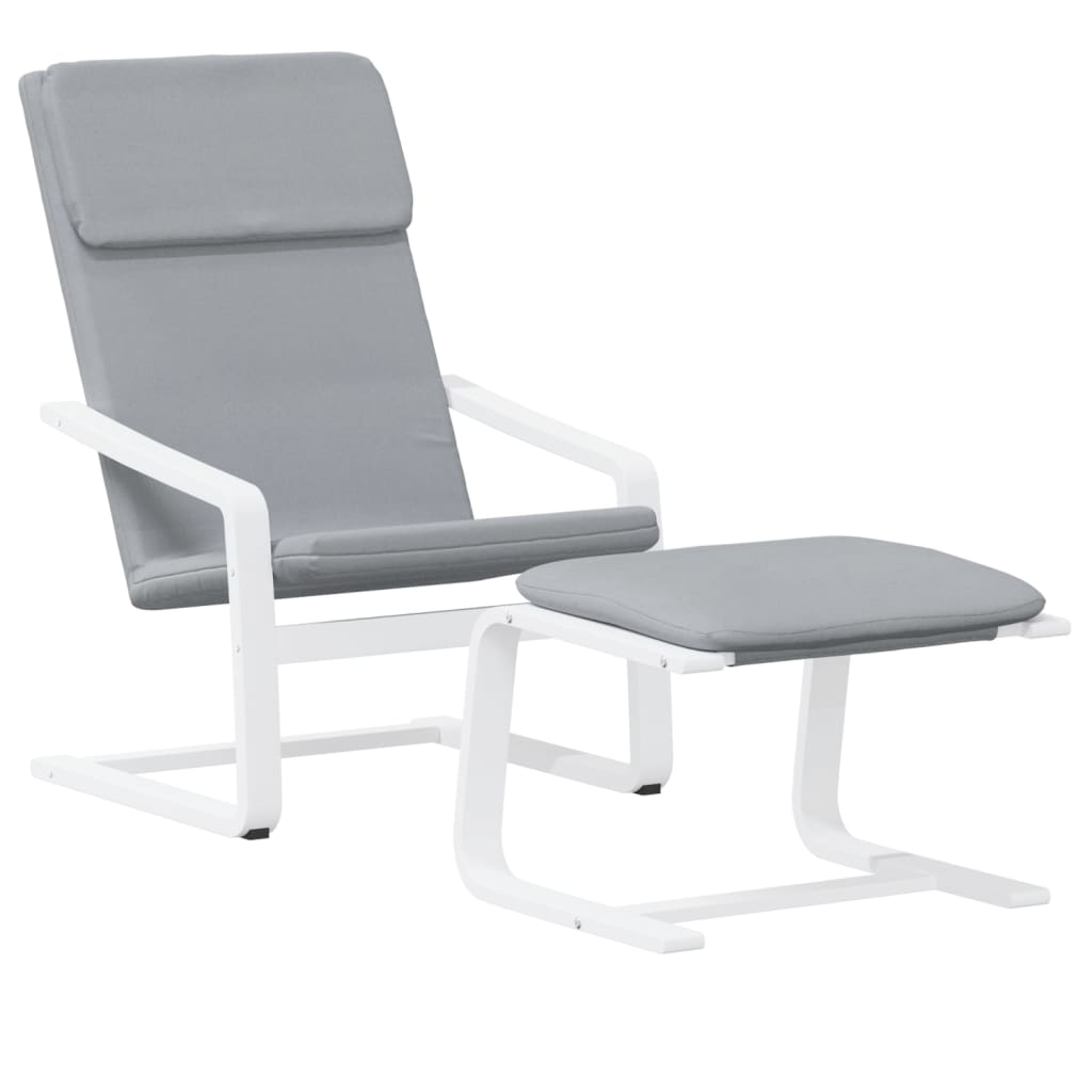 Relaxsessel mit Hocker Hellgrau Stoff