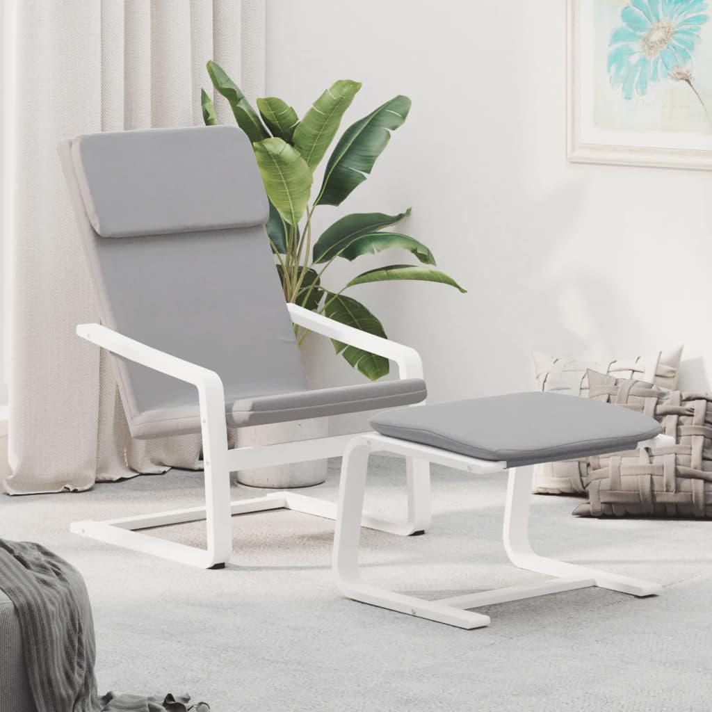 Relaxsessel mit Hocker Hellgrau Stoff