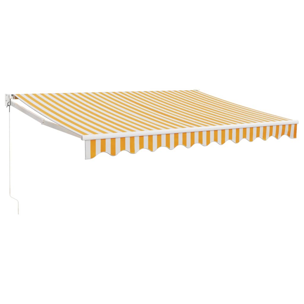Markise Einziehbar Gelb und Weiß 3x2,5 m Stoff und Aluminium