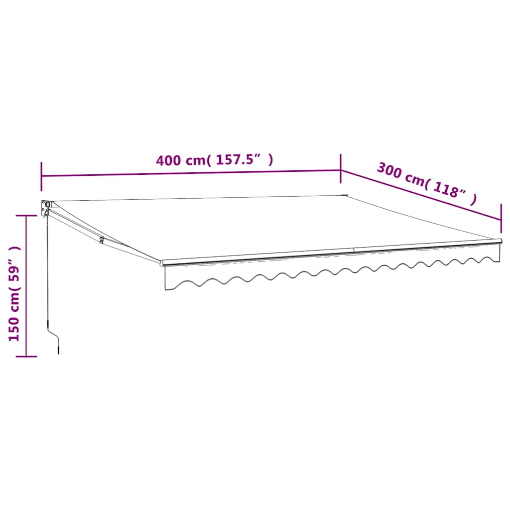 Markise Einziehbar Creme 4x3 m Stoff und Aluminium