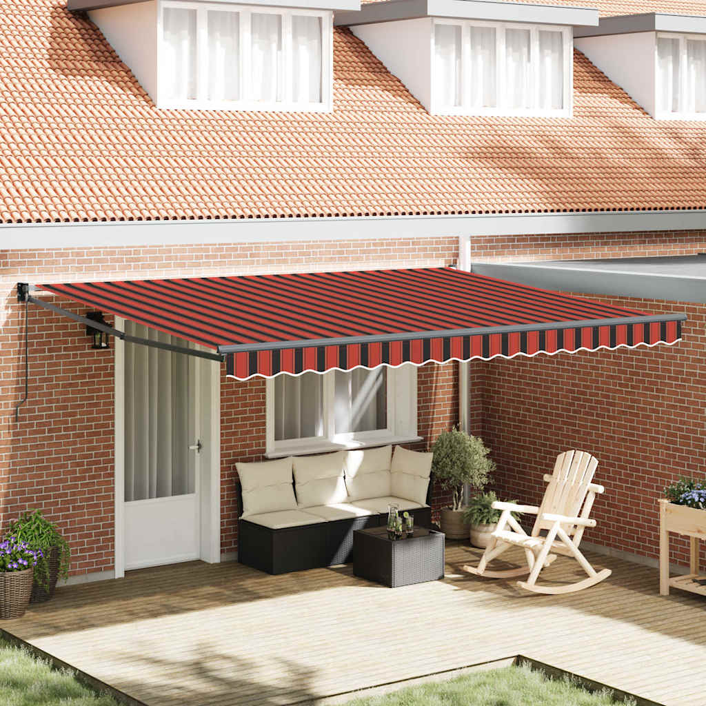 Markise Einziehbar Orange und Braun 4,5x3 m Stoff und Aluminium