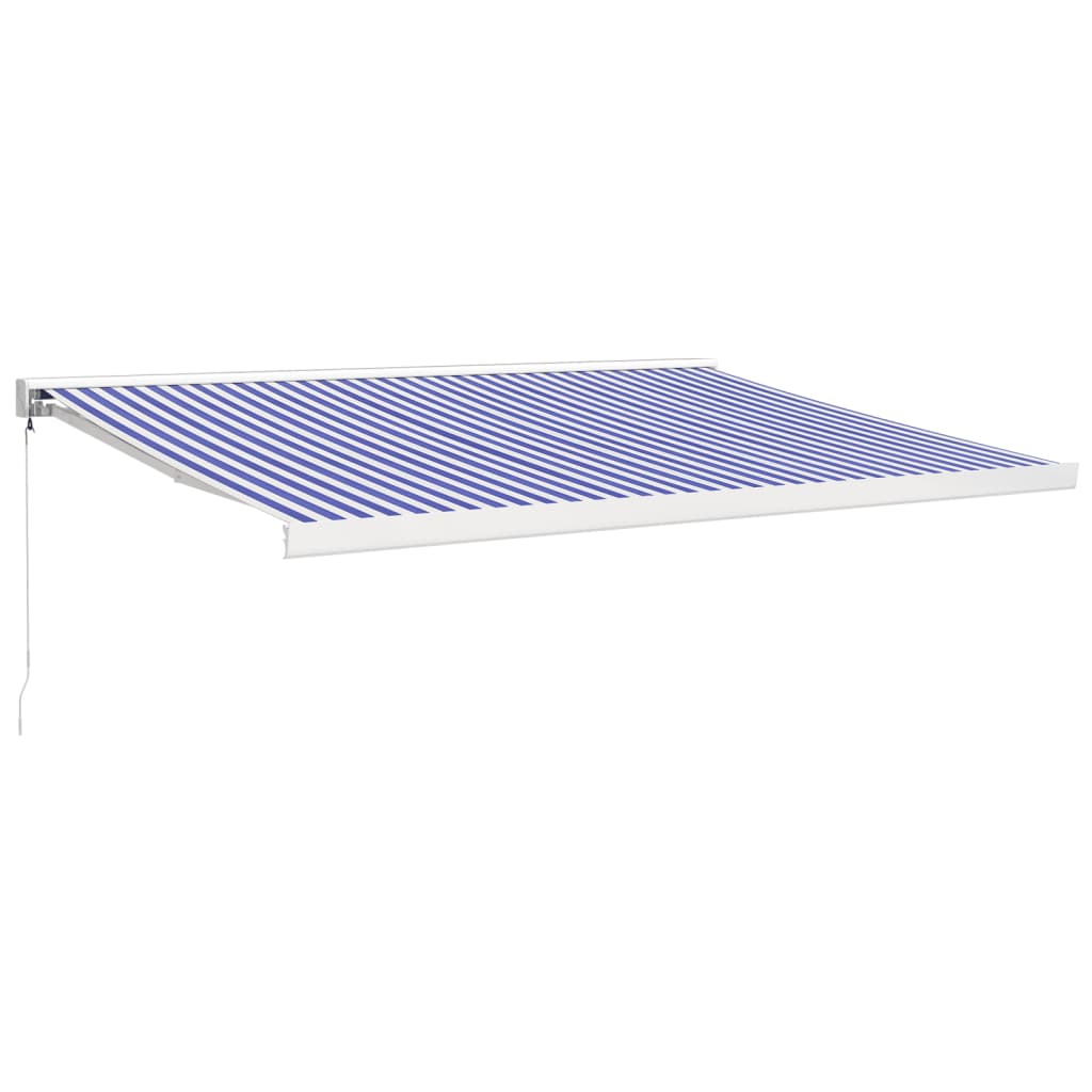 Markise Einziehbar Blau und Weiß 4x3 m Stoff und Aluminium