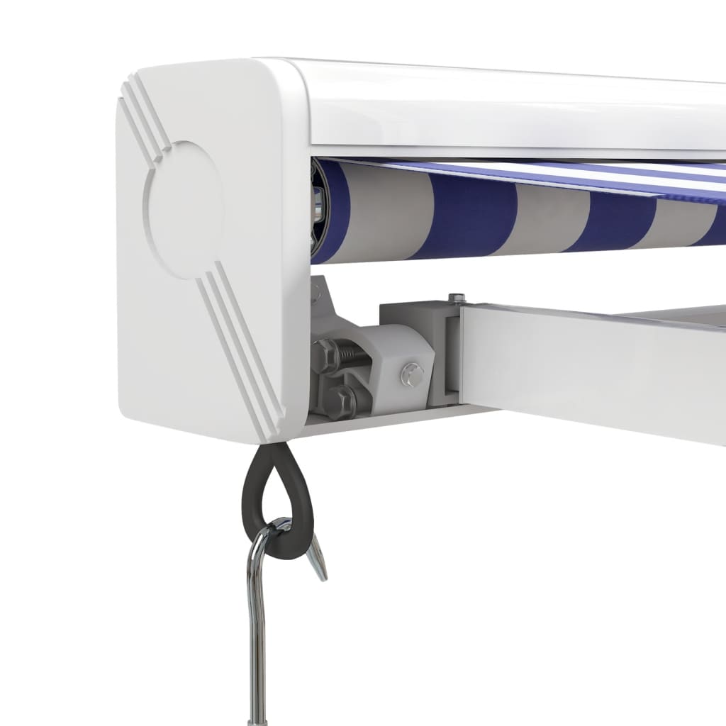 Markise Einziehbar Blau und Weiß 4x3 m Stoff und Aluminium