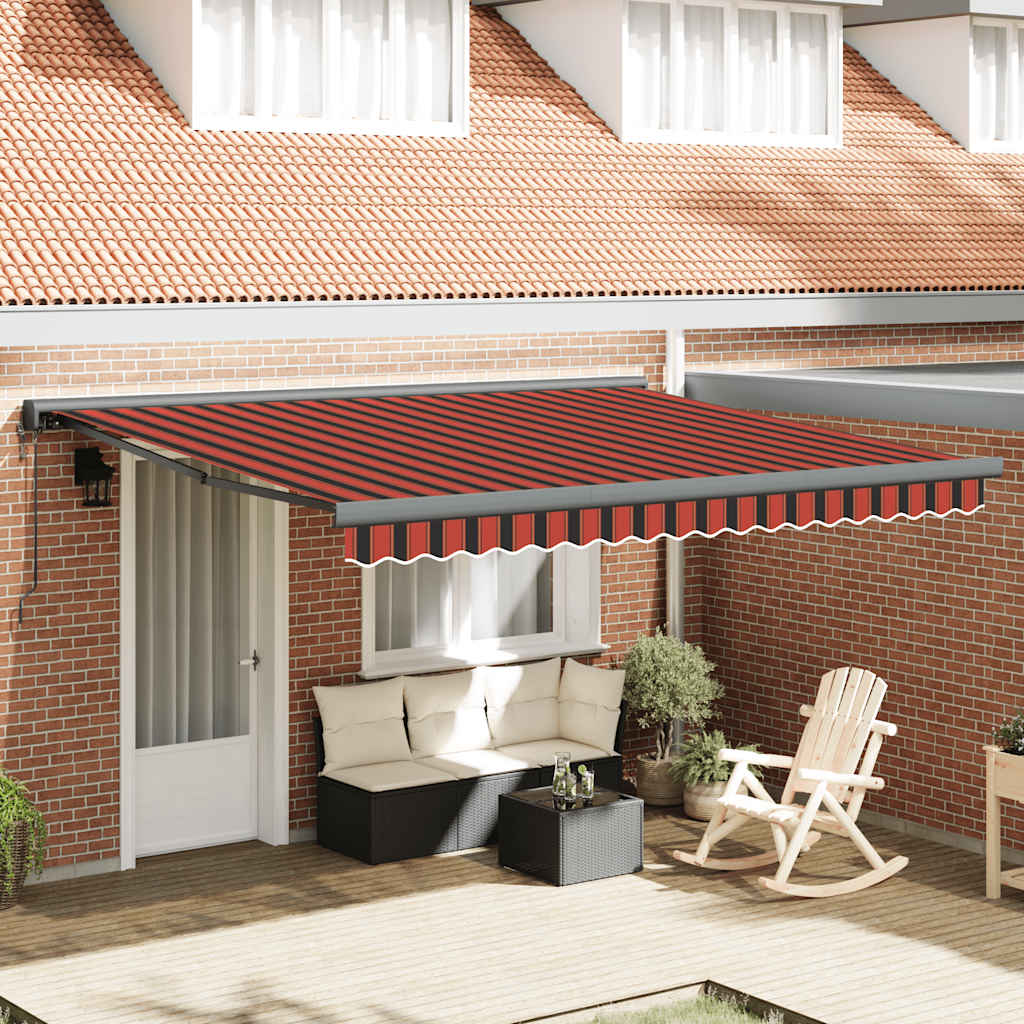 Markise Einziehbar Orange und Braun 4x3 m Stoff & Aluminium