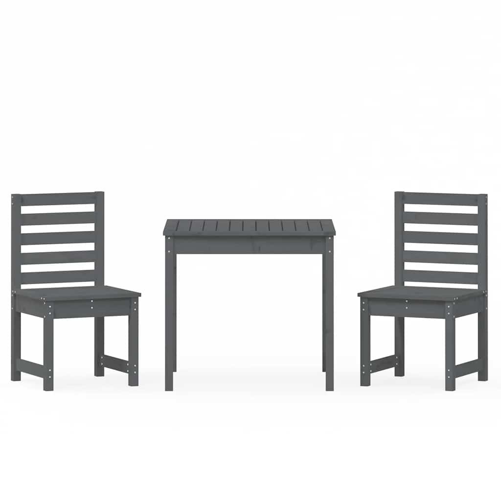 3-tlg. Garten-Bistro-Set Grau Massivholz Kiefer