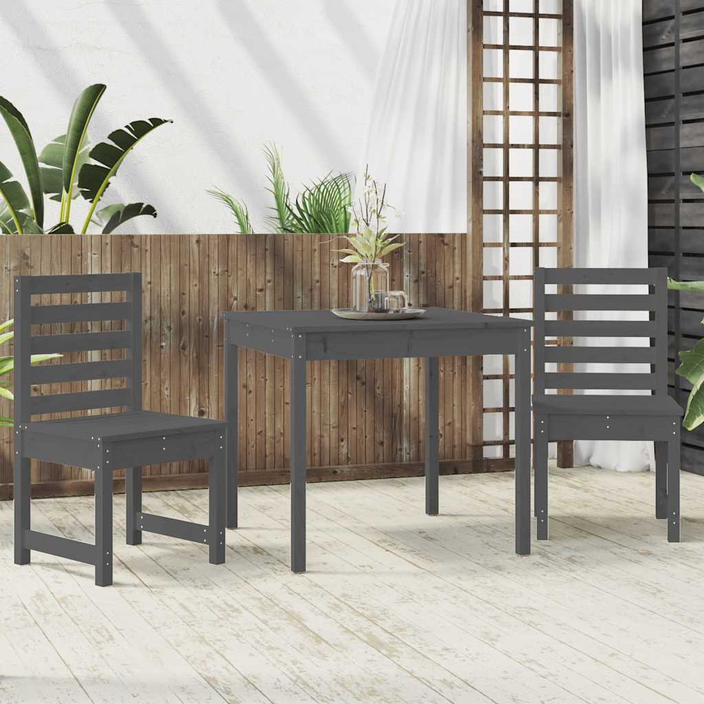 3-tlg. Garten-Bistro-Set Grau Massivholz Kiefer