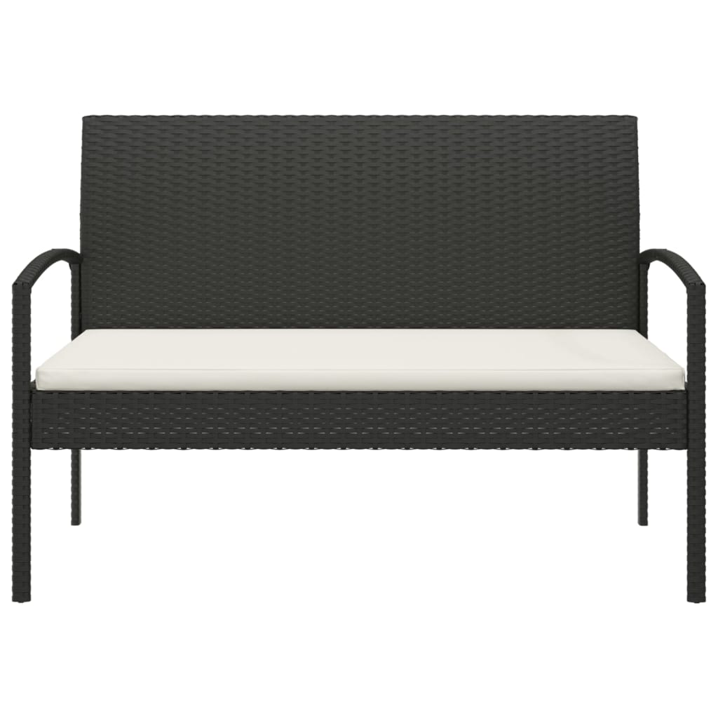 Gartenbank mit Kissen Schwarz 105 cm Poly Rattan