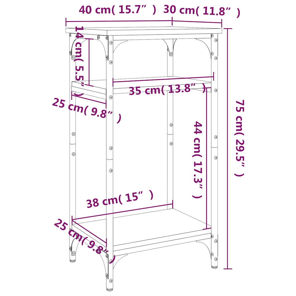 Beistelltisch Schwarz 40x30x75 cm Holzwerkstoff