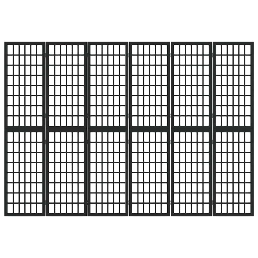 6-tlg. Paravent Japanischer Stil Faltbar 240x170 cm Schwarz