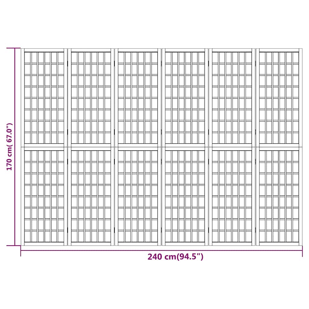 6-tlg. Paravent Japanischer Stil Faltbar 240x170 cm Schwarz