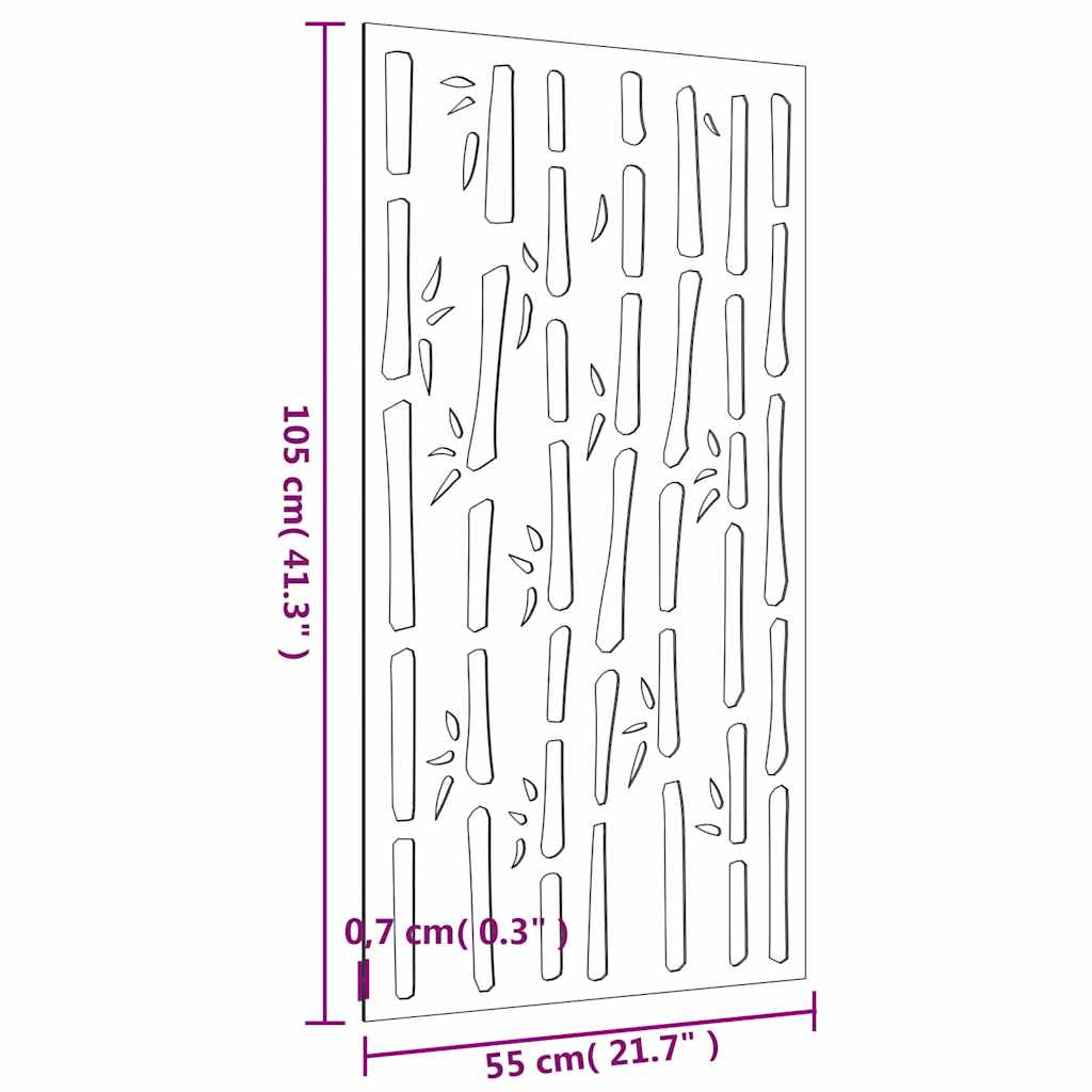 Garten-Wanddeko 105x55 cm Cortenstahl Bambus-Design