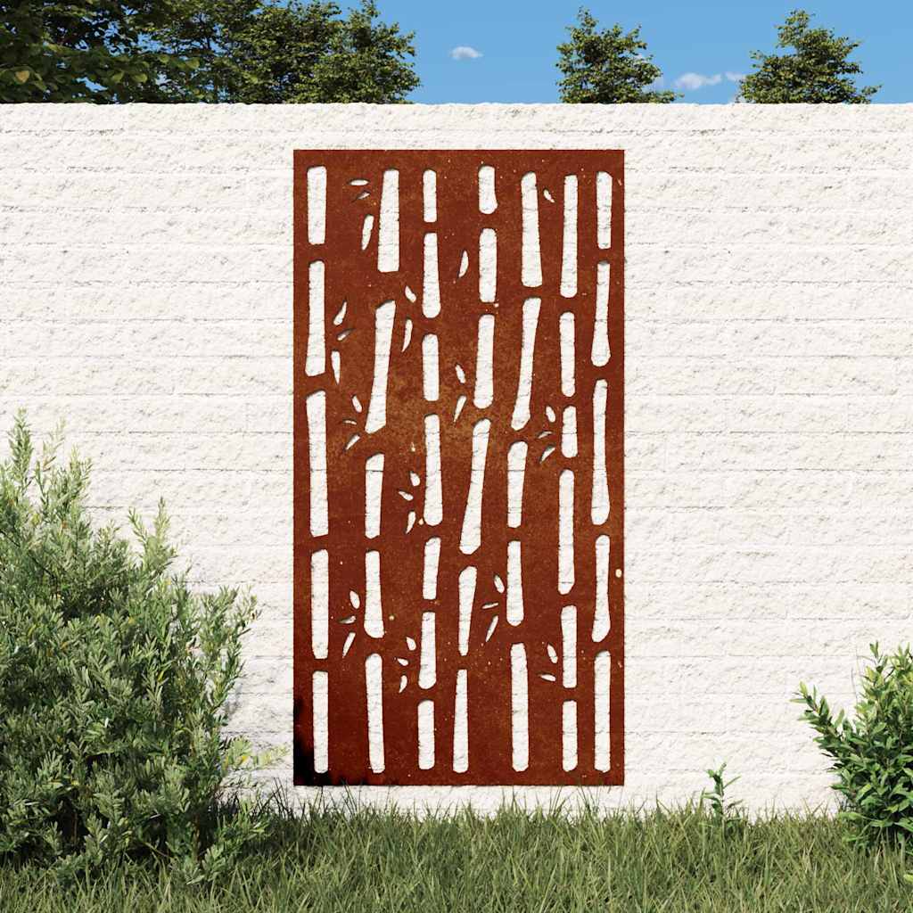 Garten-Wanddeko 105x55 cm Cortenstahl Bambus-Design