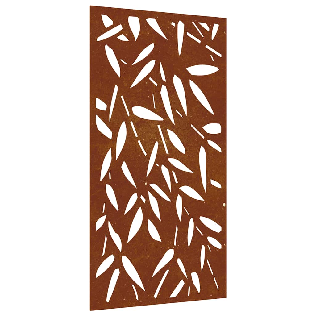 Garten-Wanddeko 105x55 cm Cortenstahl Bambusblatt-Design