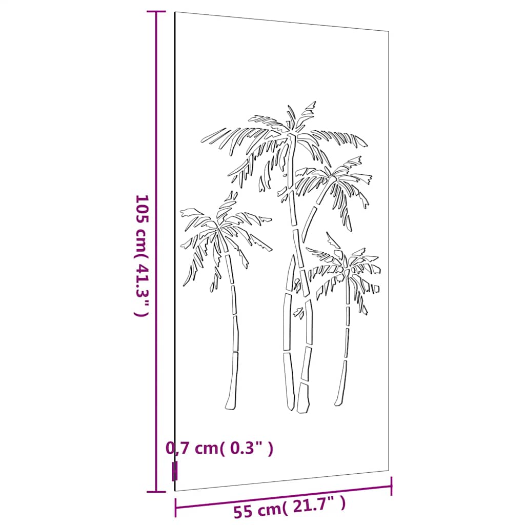 Garten-Wanddeko 105x55 cm Cortenstahl Palmen-Design