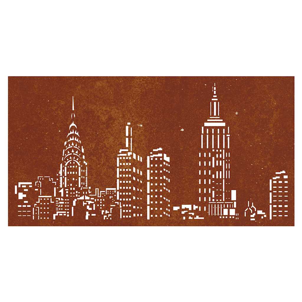 Garten-Wanddeko 105x55 cm Cortenstahl Skyline-Design