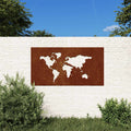 Garten-Wanddeko 105x55 cm Cortenstahl Weltkarten-Design