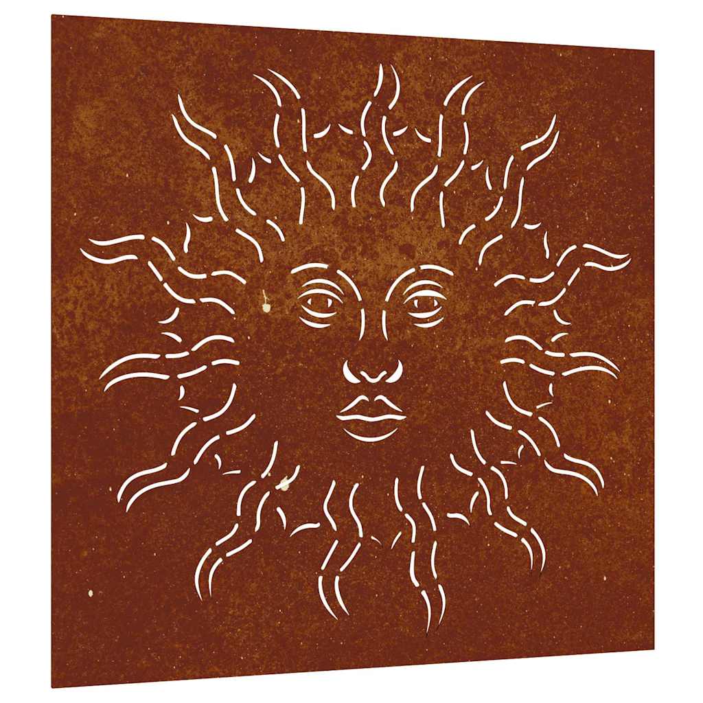 Garten-Wanddeko 55x55 cm Cortenstahl Sonne-Design