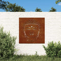Garten-Wanddeko 55x55 cm Cortenstahl Buddha-Kopf