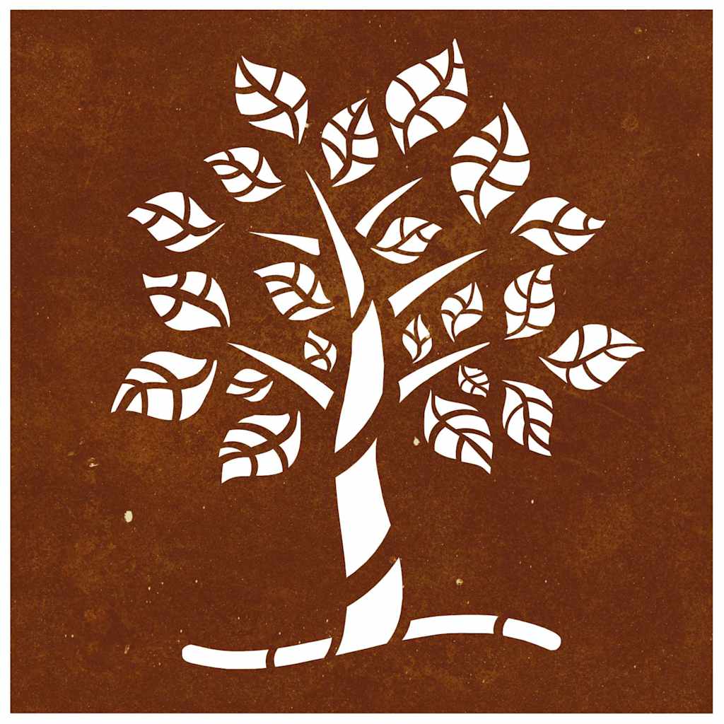 Garten-Wanddeko 55x55 cm Cortenstahl Baum-Design