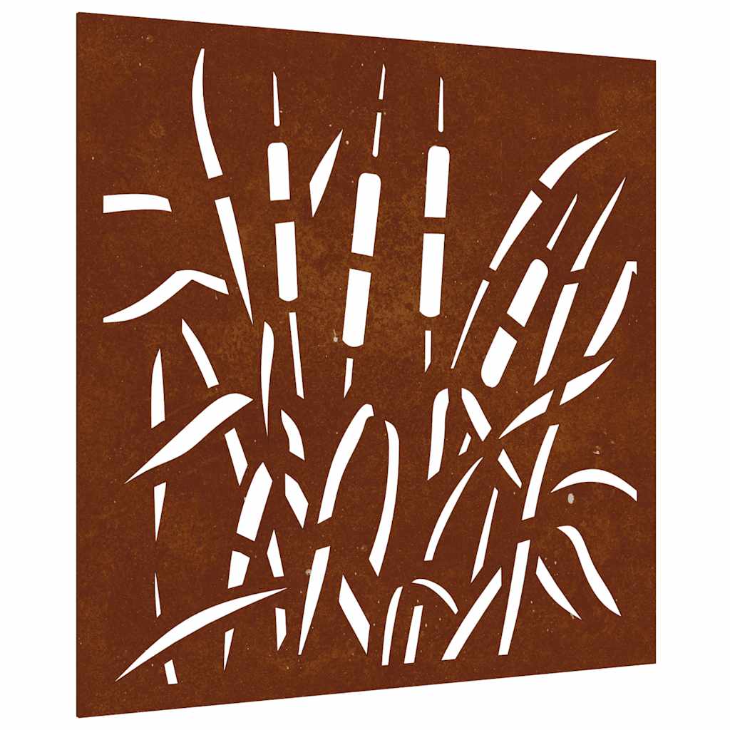 Garten-Wanddeko 55x55 cm Cortenstahl Gras-Design