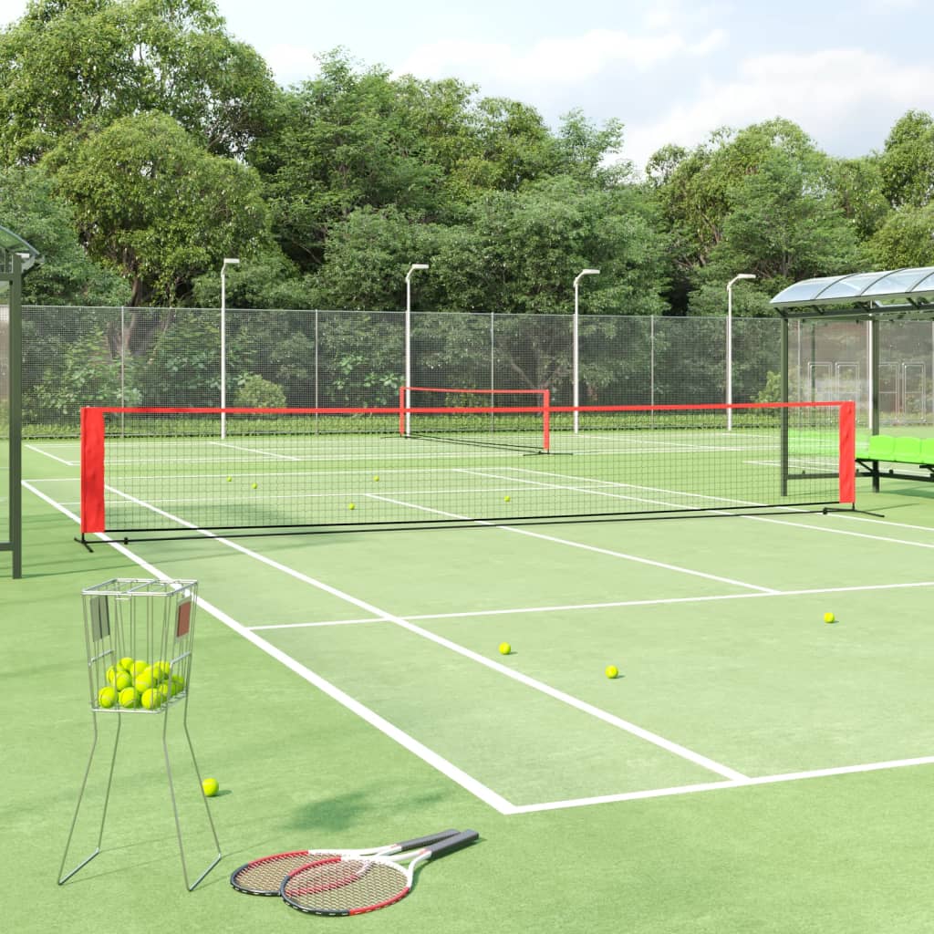 Tennisnetz Schwarz und Rot 600x100x87 cm Polyester
