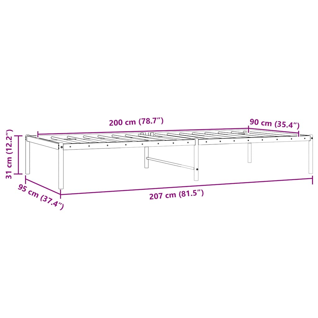 Bettgestell Metall Schwarz 90x200 cm