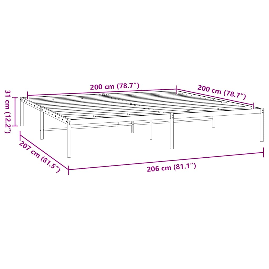 Bettgestell Metall Schwarz 200x200 cm