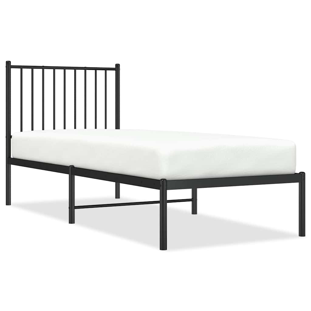 Bettgestell mit Kopfteil Metall Schwarz 75x190 cm