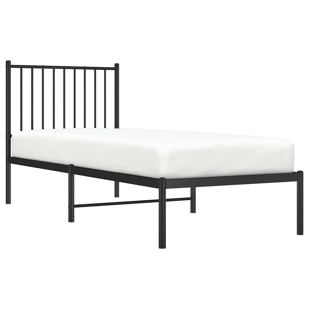 Bettgestell mit Kopfteil Metall Schwarz 75x190 cm