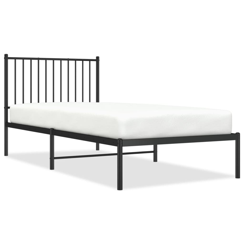 Bettgestell mit Kopfteil Metall Schwarz 90x200 cm