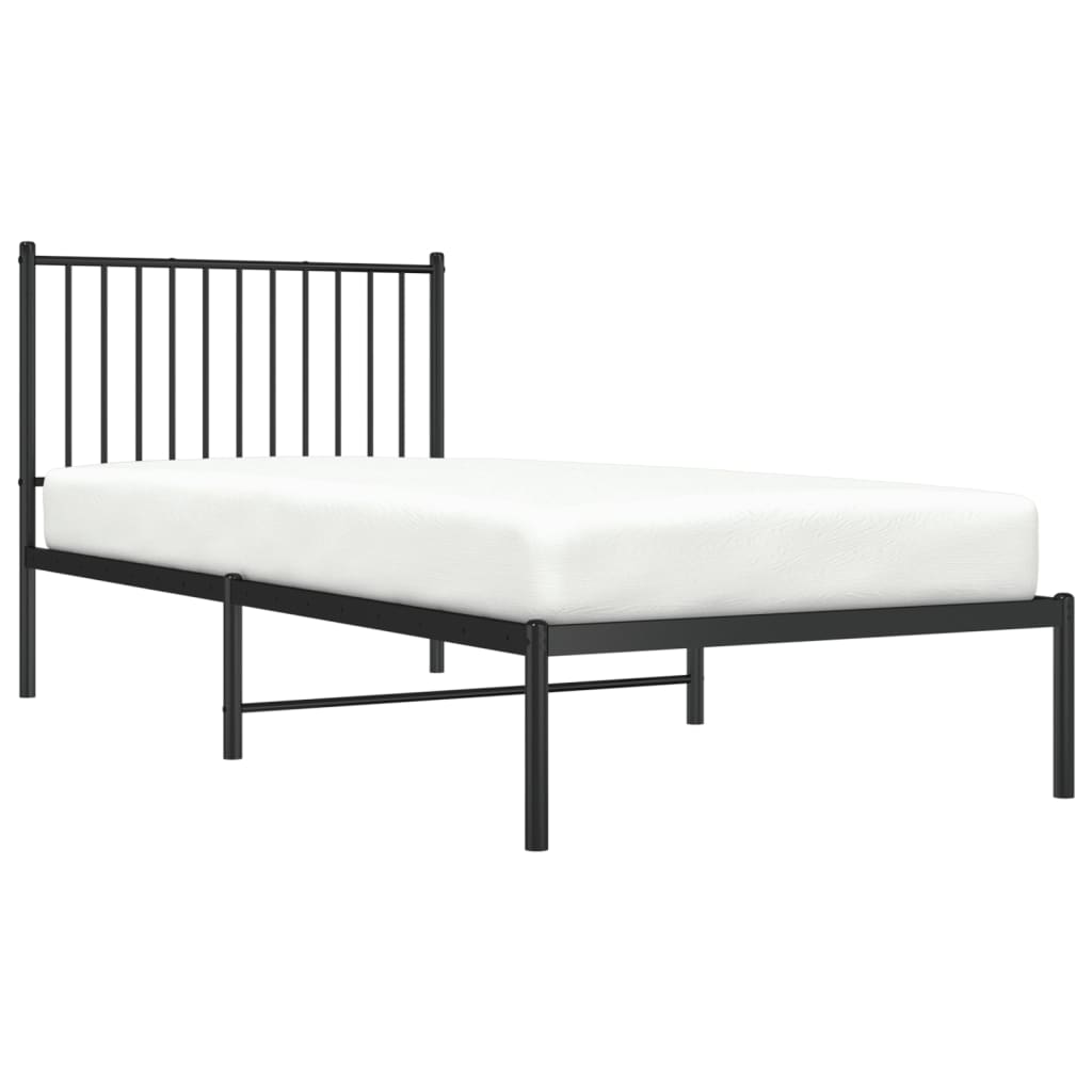 Bettgestell mit Kopfteil Metall Schwarz 90x200 cm
