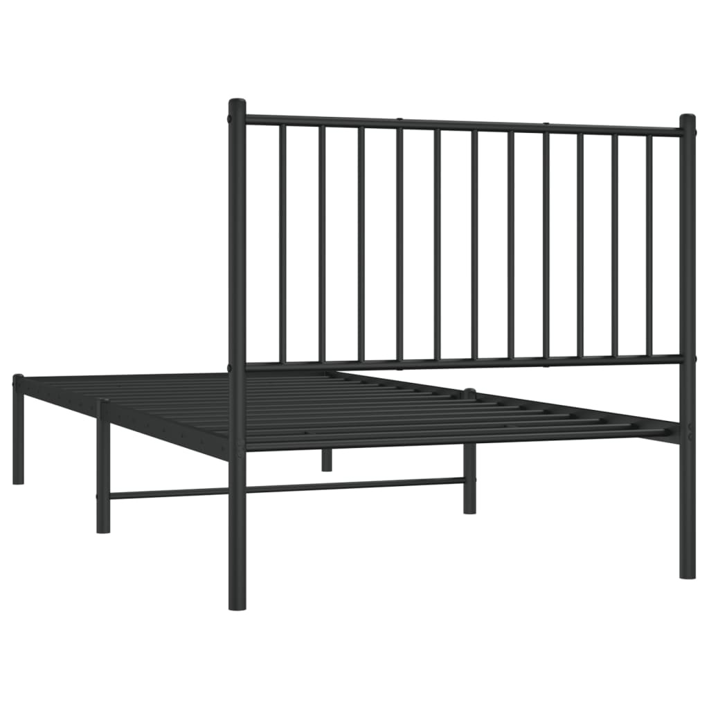 Bettgestell mit Kopfteil Metall Schwarz 90x200 cm