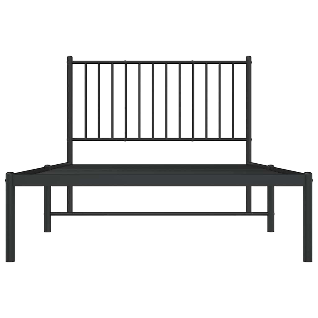 Bettgestell mit Kopfteil Metall Schwarz 100x190 cm