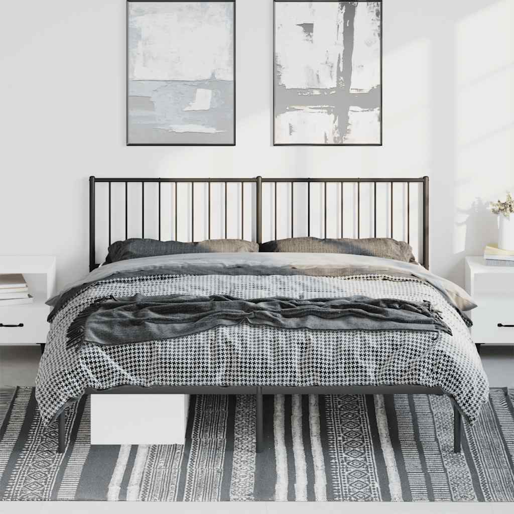 Bettgestell mit Kopfteil Metall Schwarz 183x213 cm